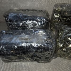 Sequin Cosmetic Pouch Trio - Black and Gold